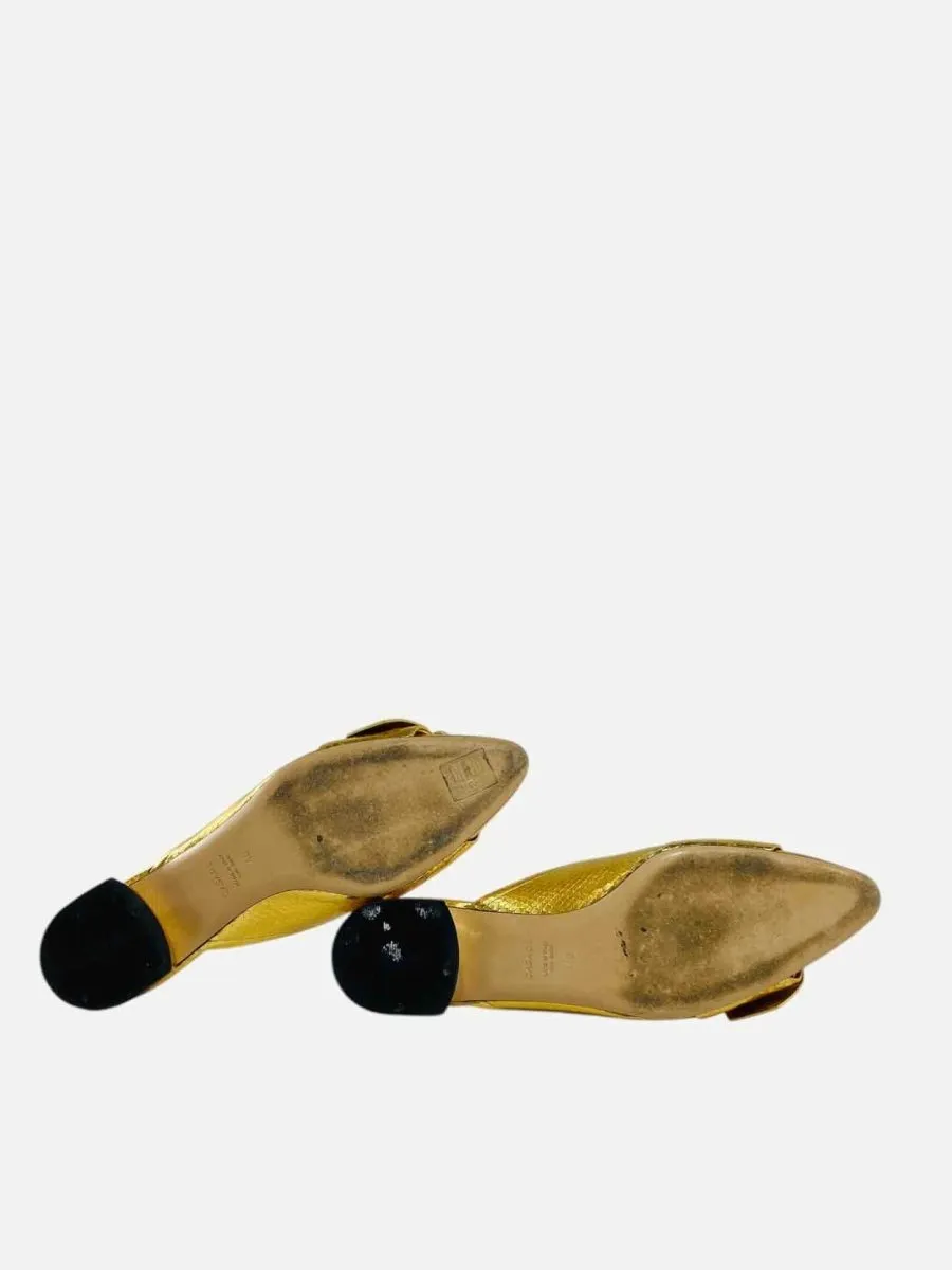 CASADEI Embossed Metallic Gold Mules 40