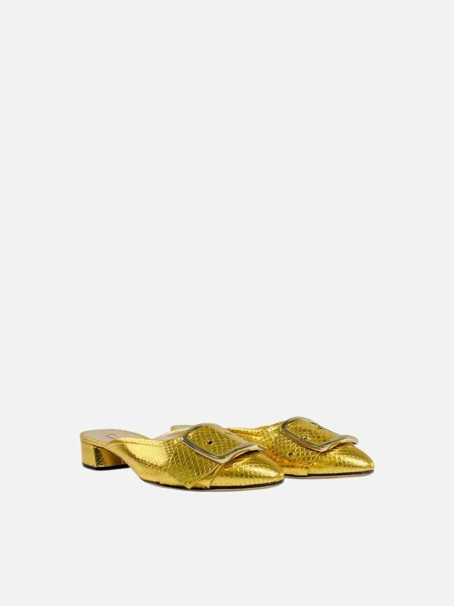 CASADEI Embossed Metallic Gold Mules 40