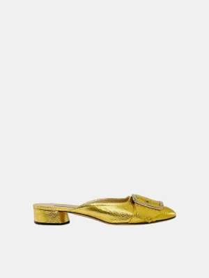 CASADEI Embossed Metallic Gold Mules 40