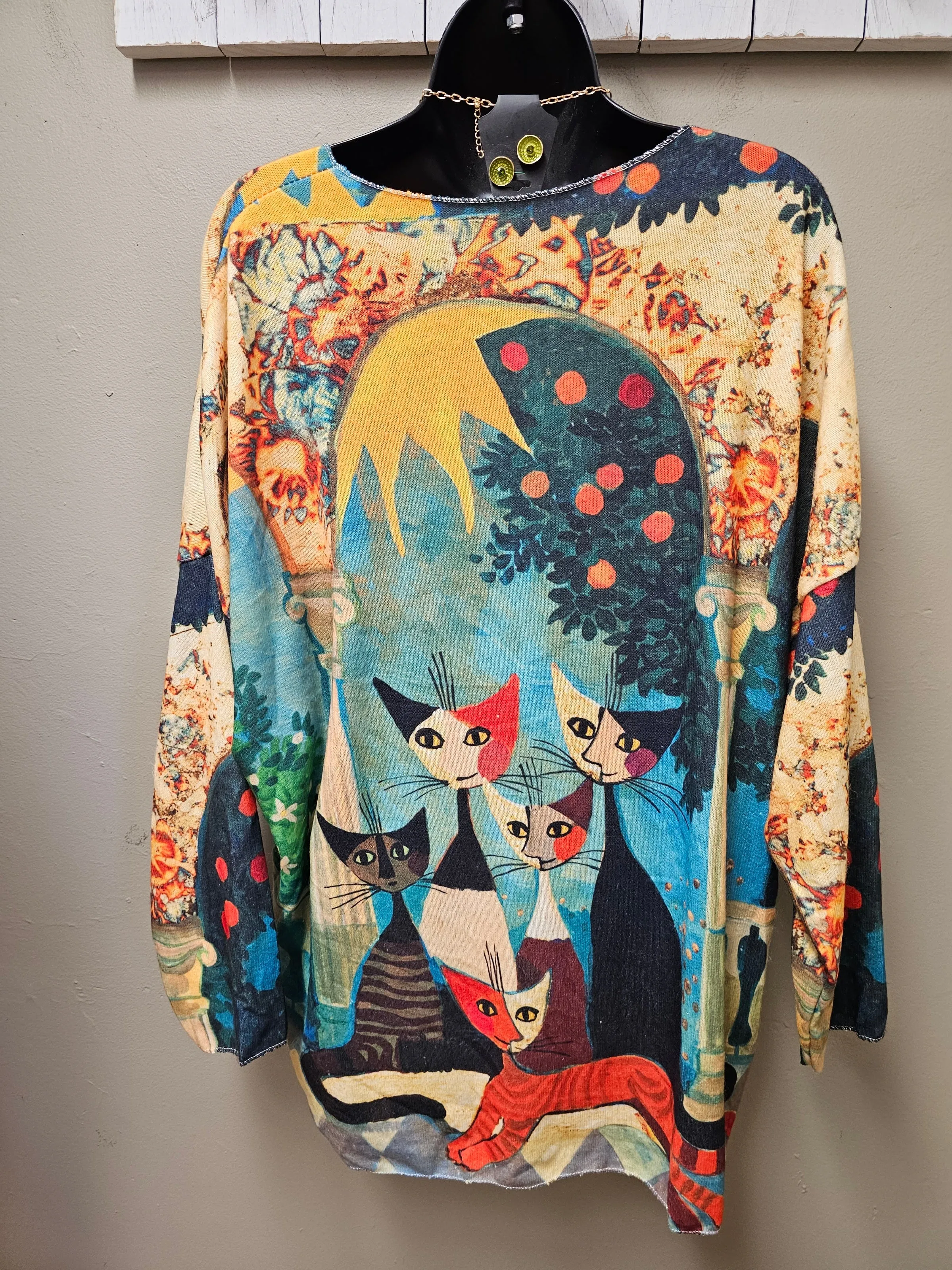 Cat Lovers Long Sleeve Lightweight Soft Sweater Top