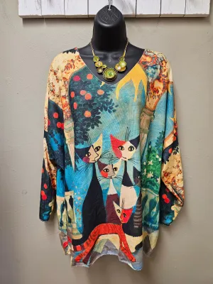 Cat Lovers Long Sleeve Lightweight Soft Sweater Top