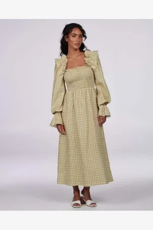 CHARLIE HOLIDAY DENVER DRESS - OLIVE GINGHAM