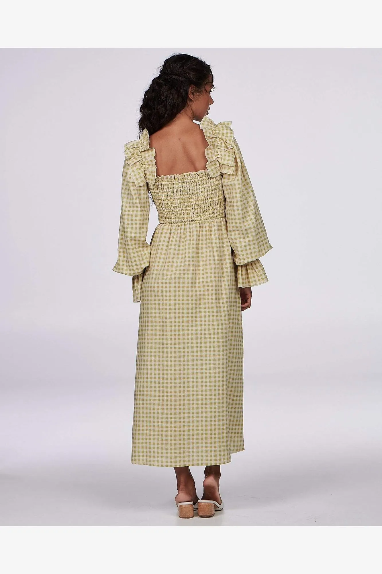 CHARLIE HOLIDAY DENVER DRESS - OLIVE GINGHAM