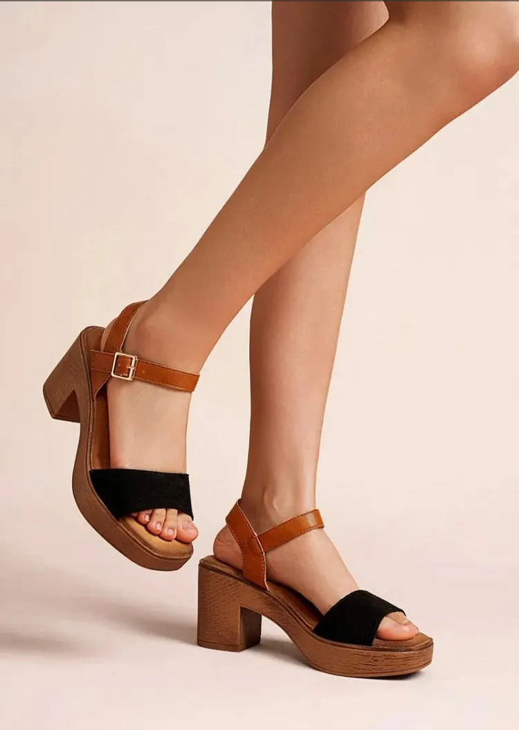 Chic black block heel sandals
