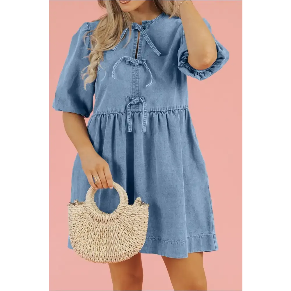 Chic Bowknot Denim Dress