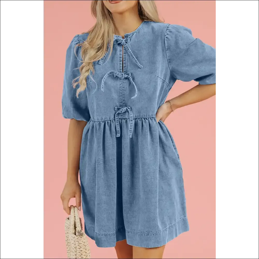 Chic Bowknot Denim Dress