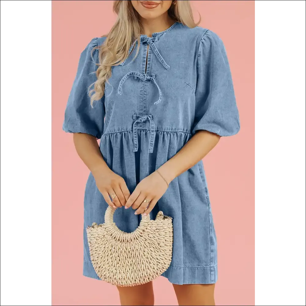 Chic Bowknot Denim Dress