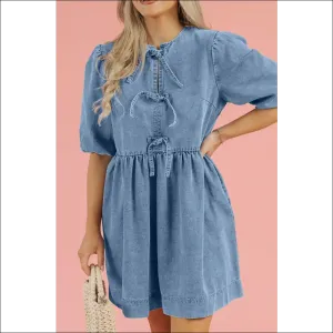 Chic Bowknot Denim Dress