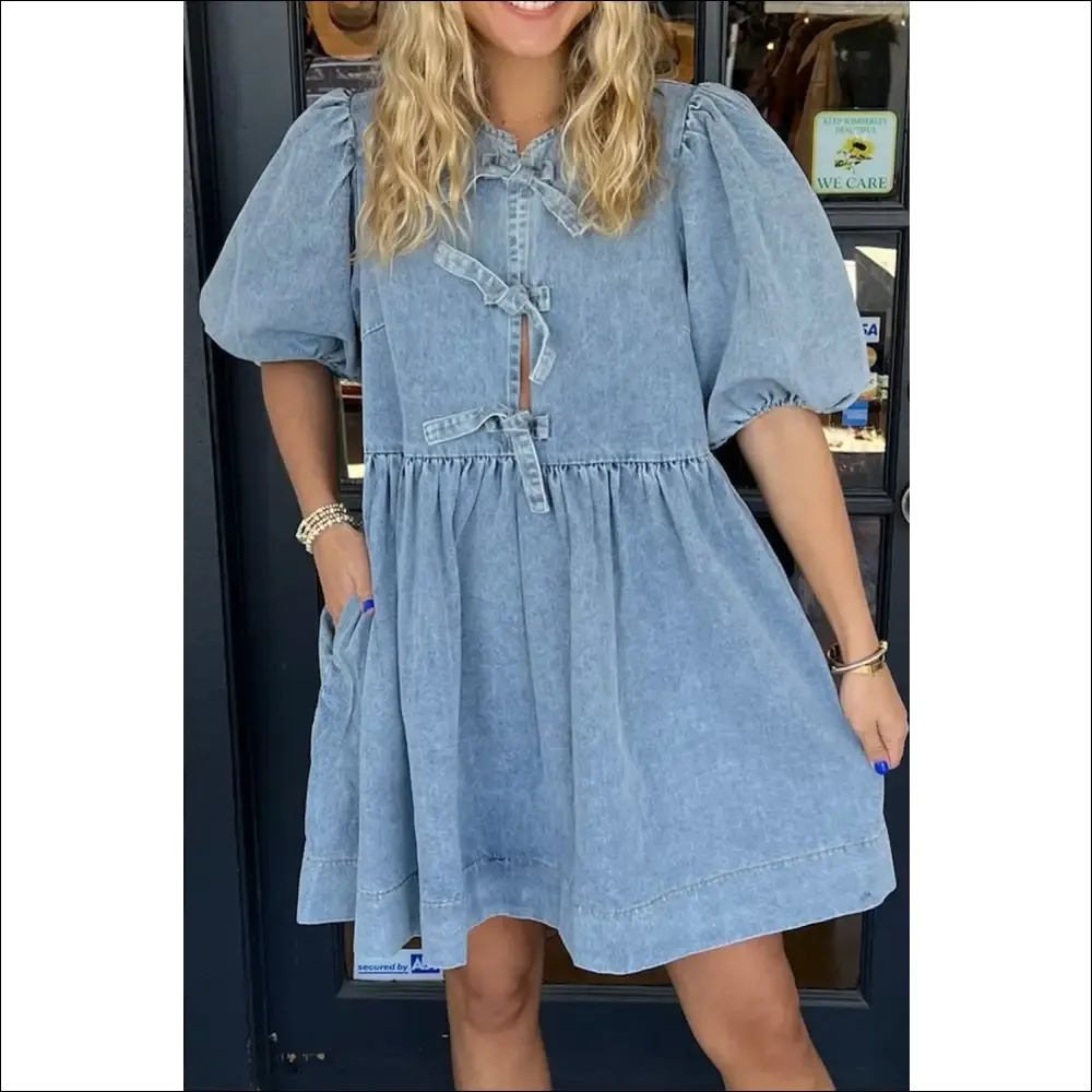 Chic Bowknot Denim Dress