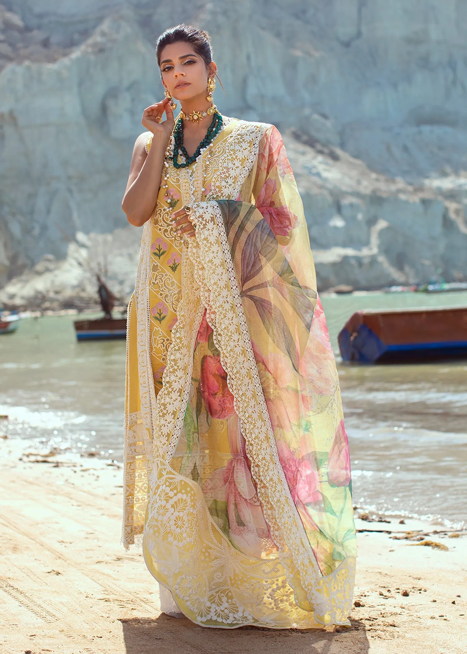 Chikkankari  Reinvented - 7B - Sunshine | Crimson Serendipity Luxury Lawn Collection 2022