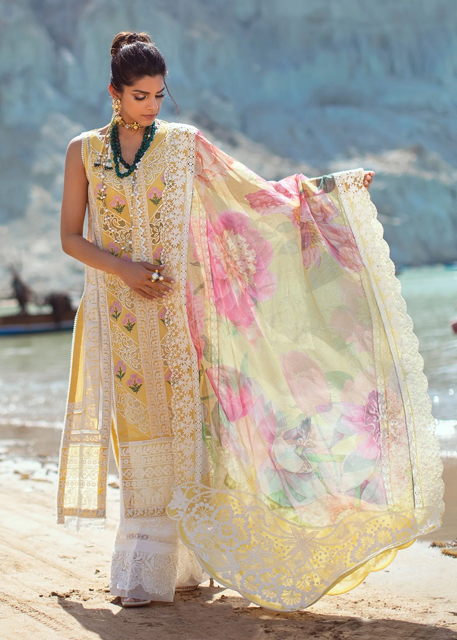 Chikkankari  Reinvented - 7B - Sunshine | Crimson Serendipity Luxury Lawn Collection 2022