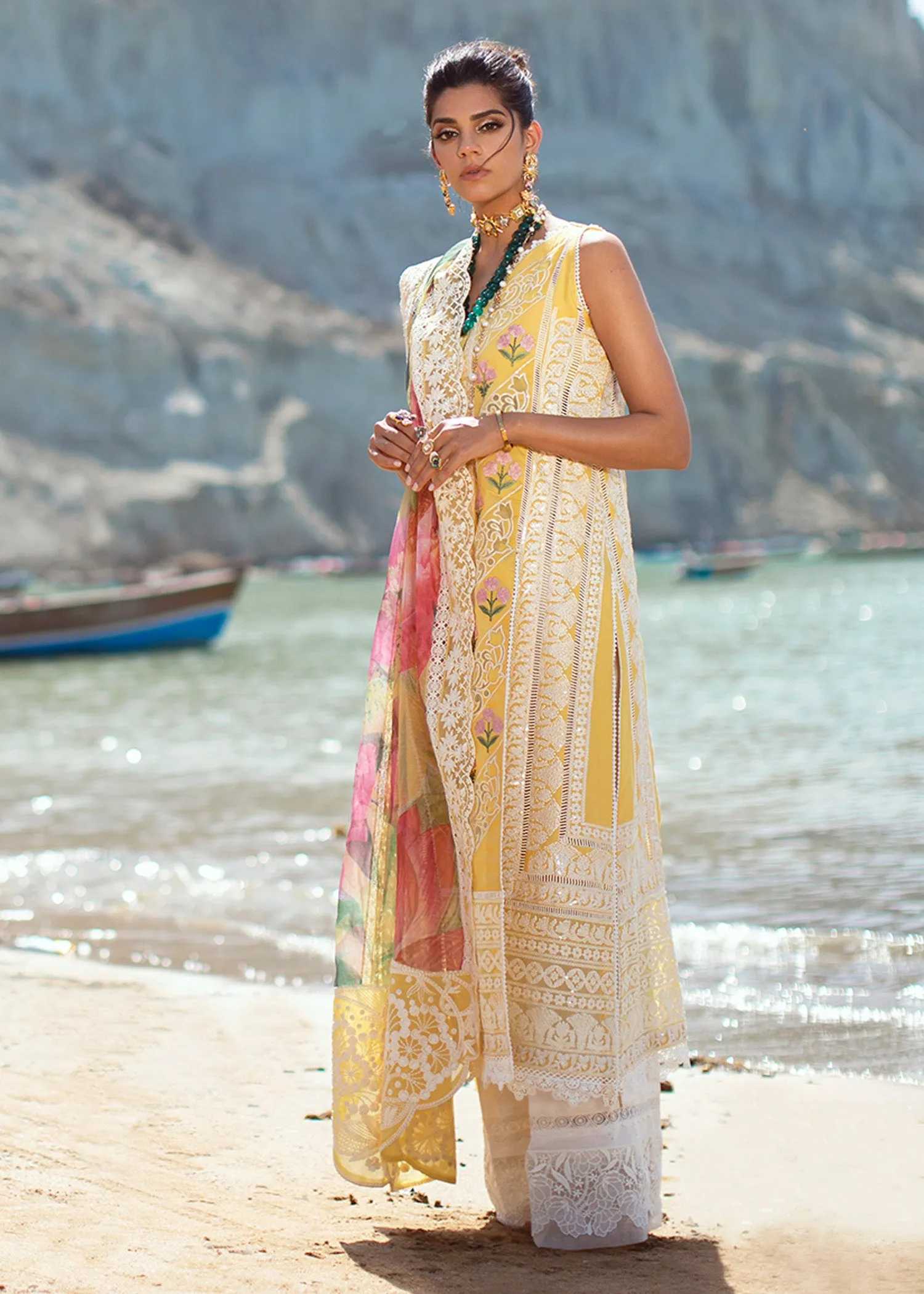 Chikkankari  Reinvented - 7B - Sunshine | Crimson Serendipity Luxury Lawn Collection 2022