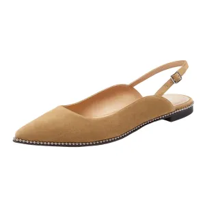 Coach Women's VAE Suede Skimmer Ballet Flat, Peanut, 9.5