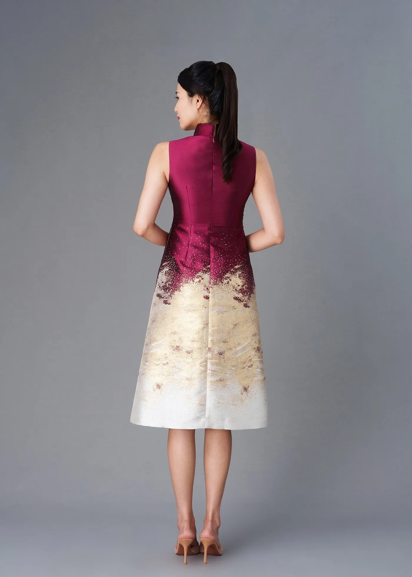 Common Mallows Midi Qipao (Red/ Gold)