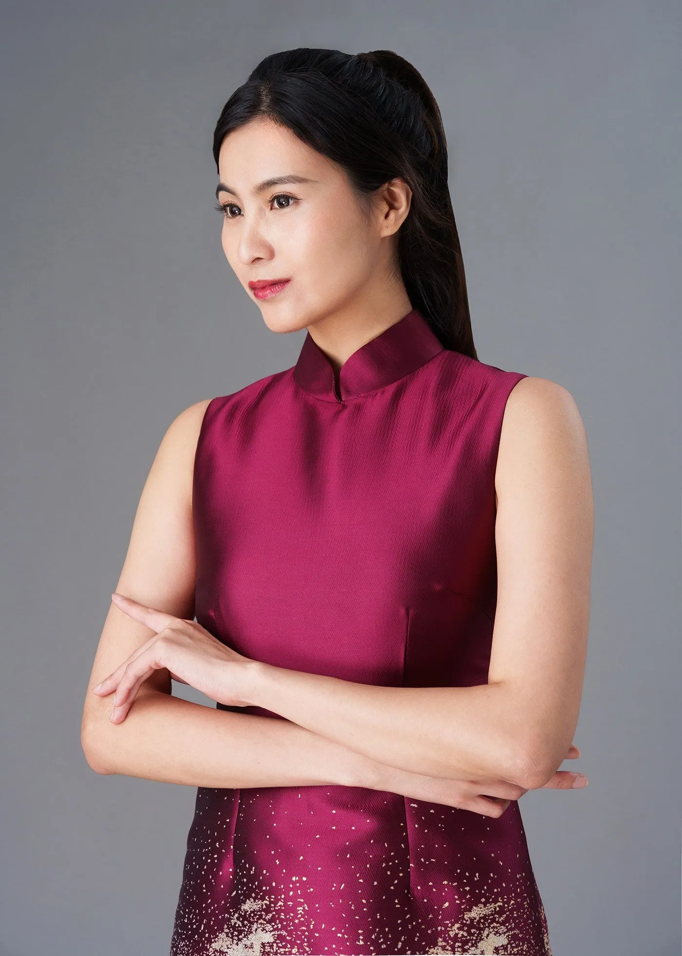 Common Mallows Midi Qipao (Red/ Gold)