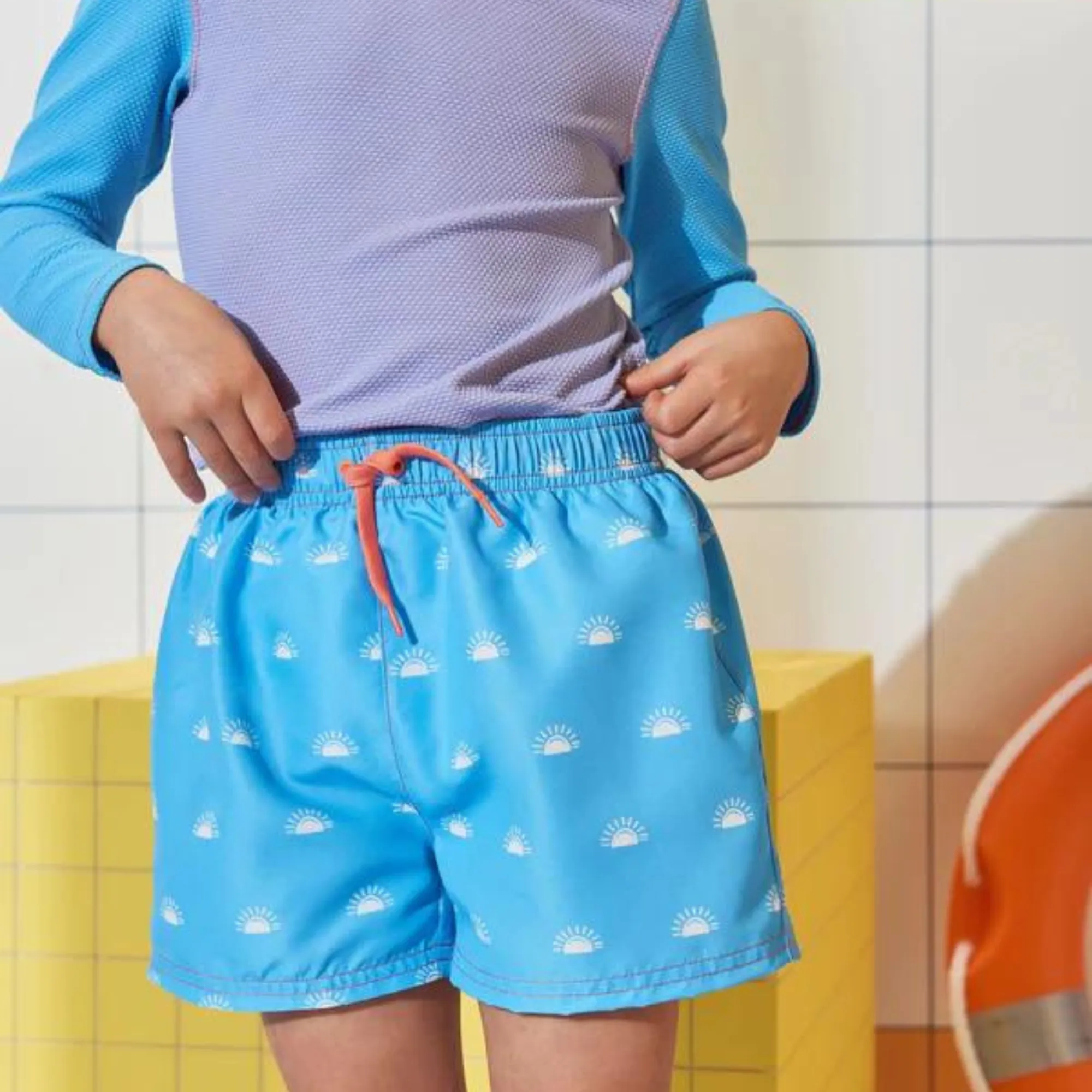 Cornflower Blue Woven Printed Swim Shorts