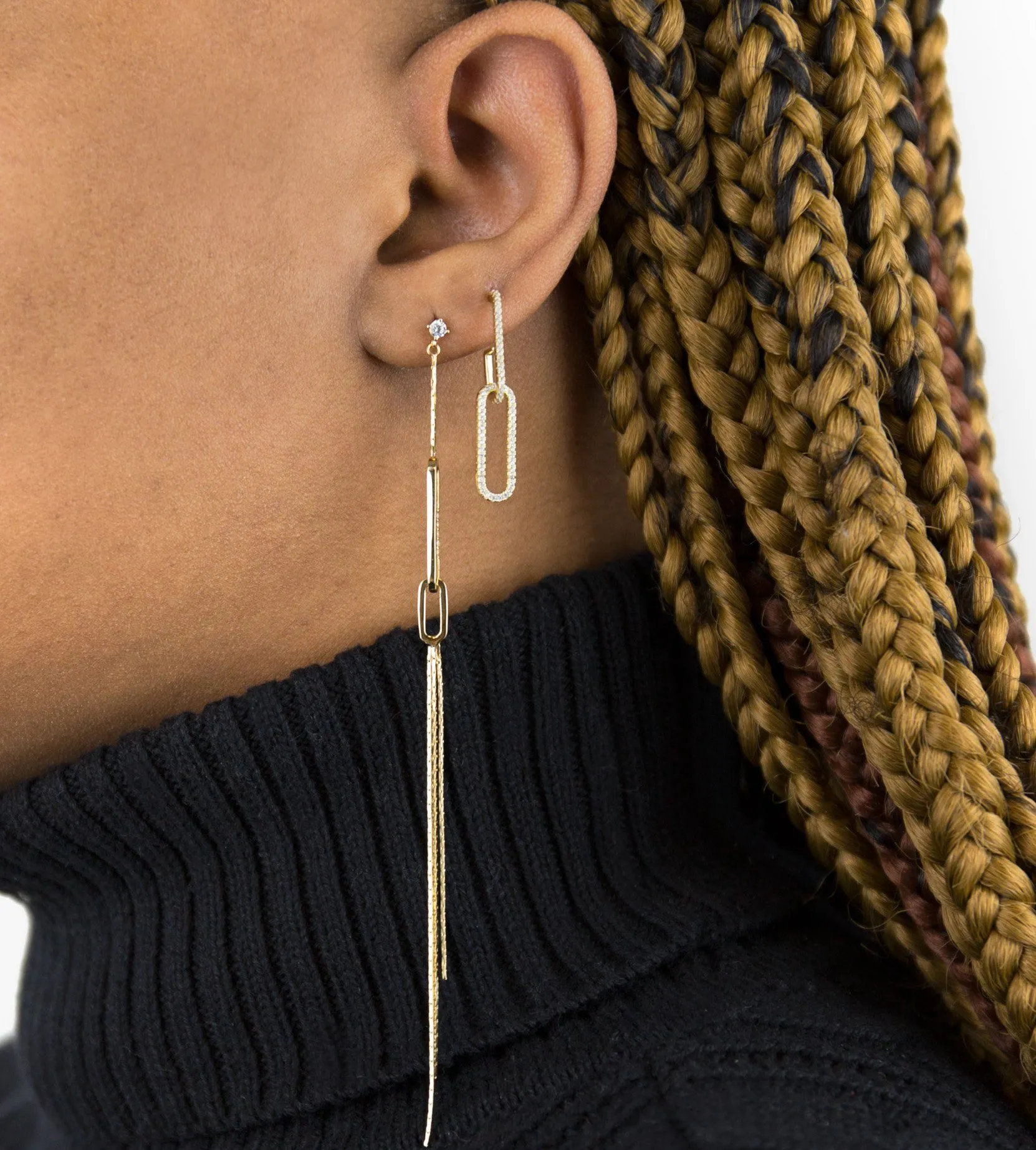 CZ Oval Drop Stud Earring