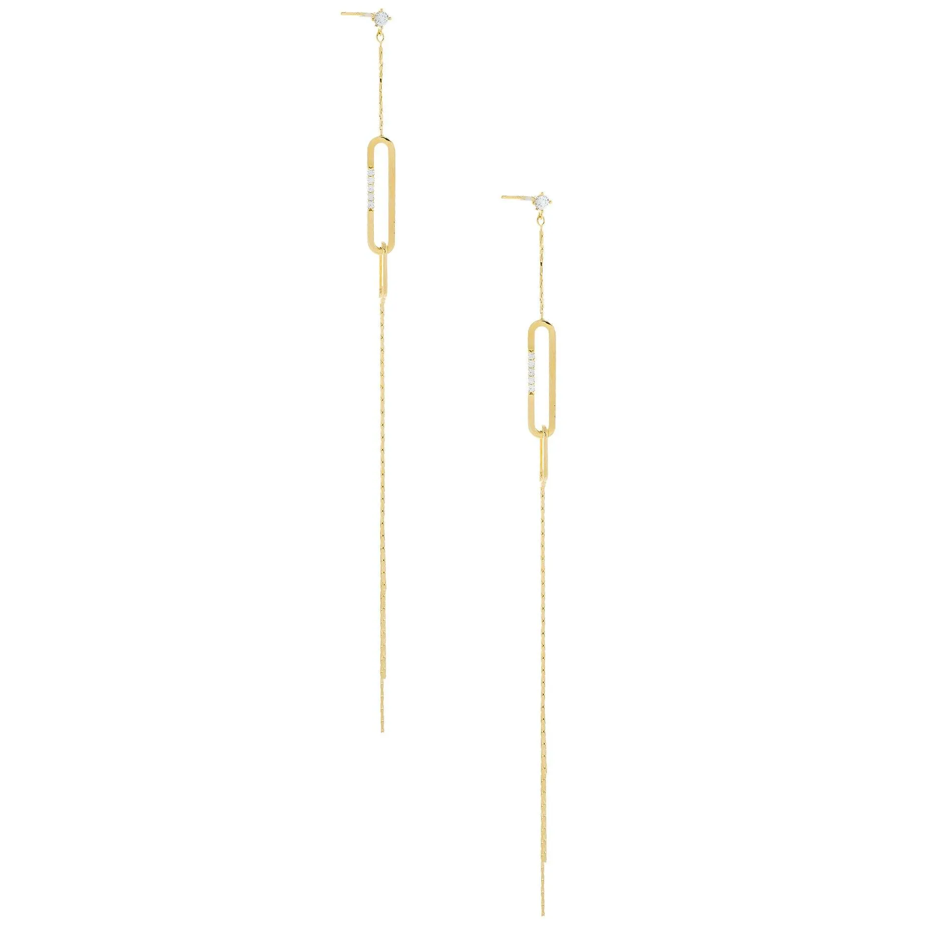 CZ Oval Drop Stud Earring