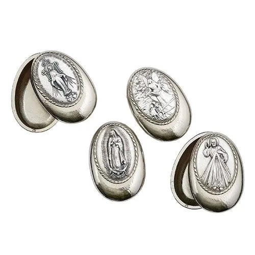 Divine Mercy Metal Rosary Box 1 3/4" Oval