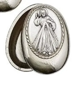 Divine Mercy Metal Rosary Box 1 3/4" Oval