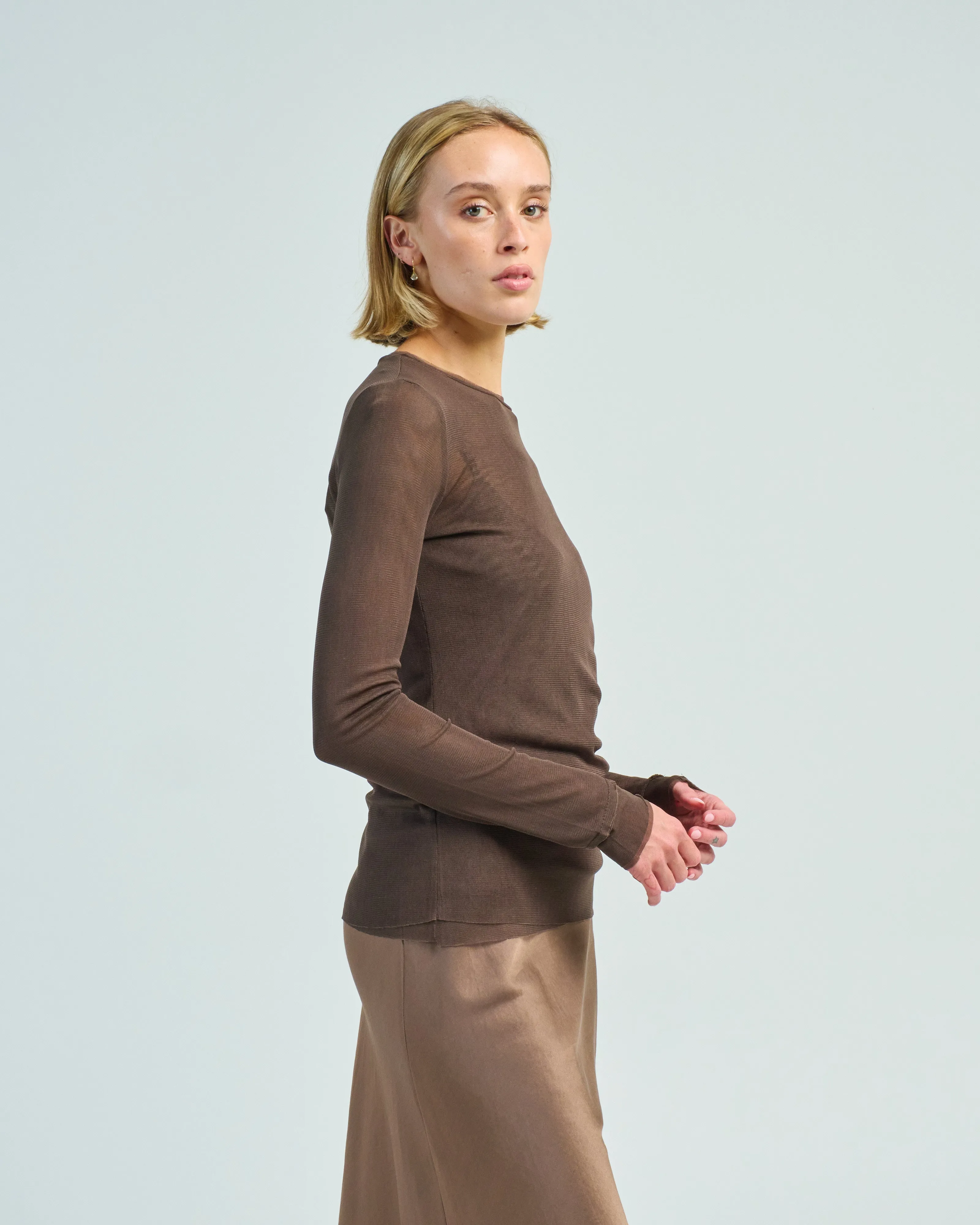 double layer l/s tulle shirt