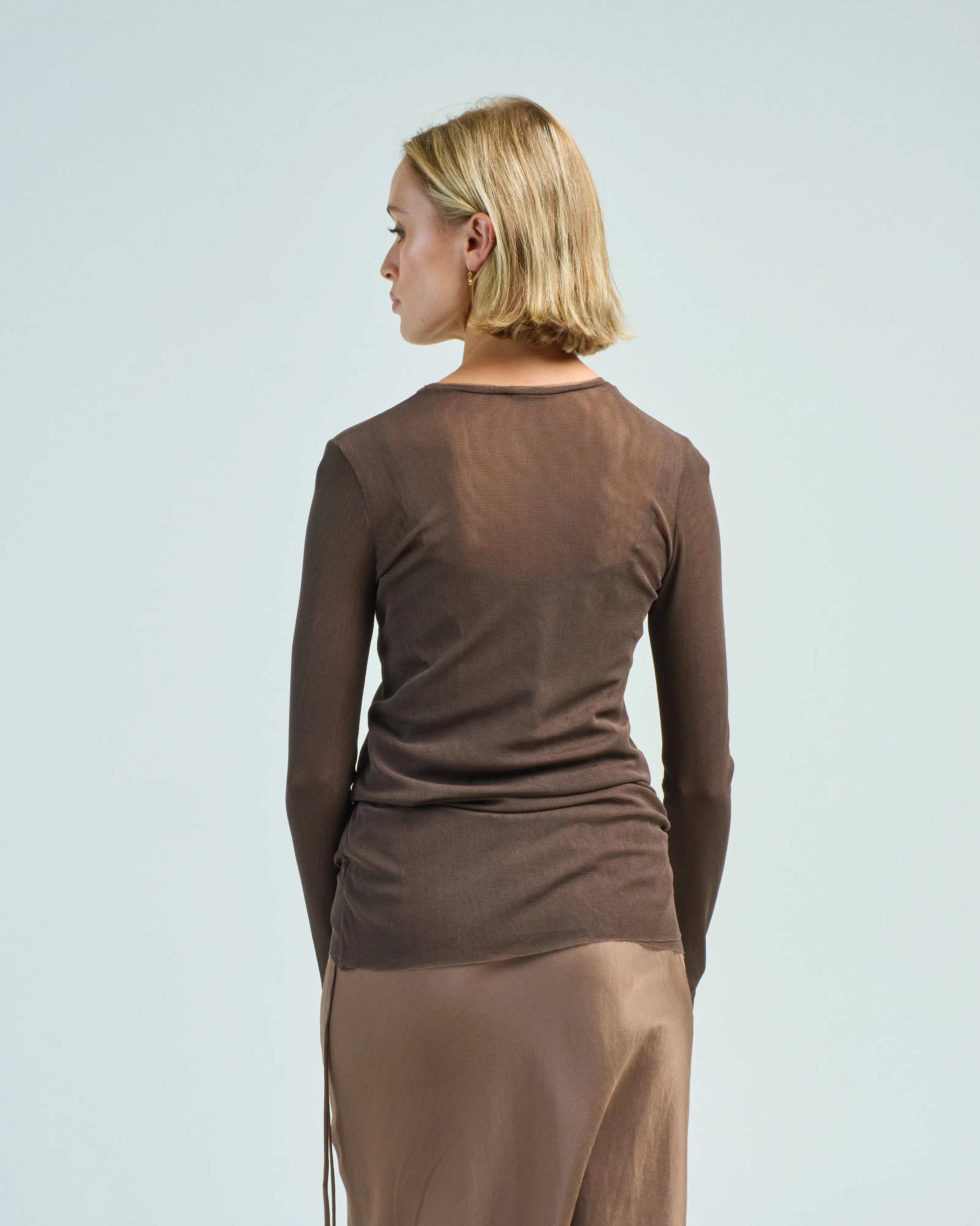 double layer l/s tulle shirt