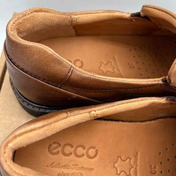 Ecco Holton Apron Slip-On Amber Brown EU 39 US 5 Mens/Boys