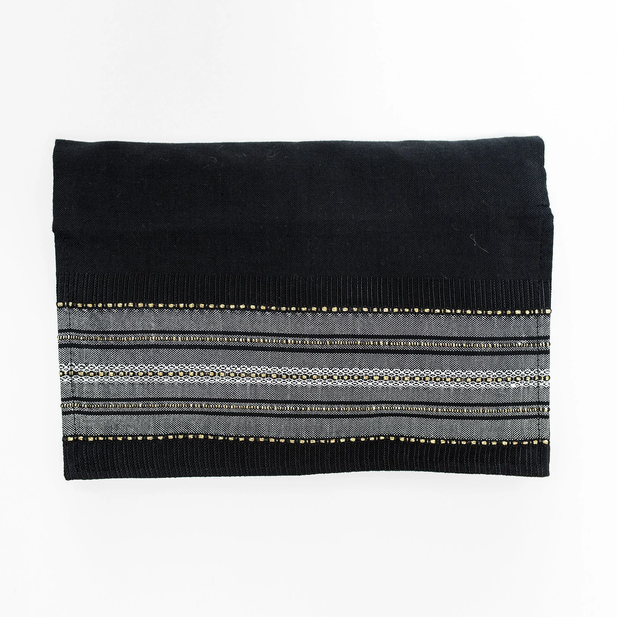 Elia - Silk Tallit - Gray with Gold on Black
