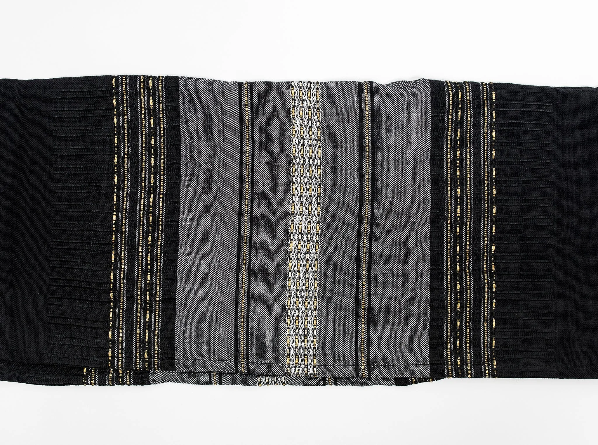 Elia - Silk Tallit - Gray with Gold on Black
