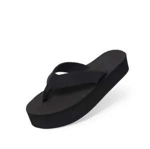 ESSNTLS Womens PLATFORM Thongs - Black