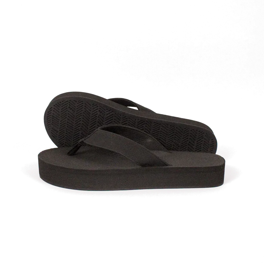 ESSNTLS Womens PLATFORM Thongs - Black