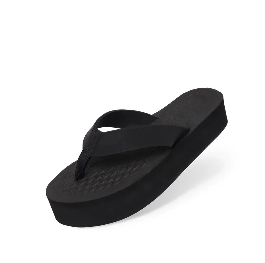 ESSNTLS Womens PLATFORM Thongs - Black