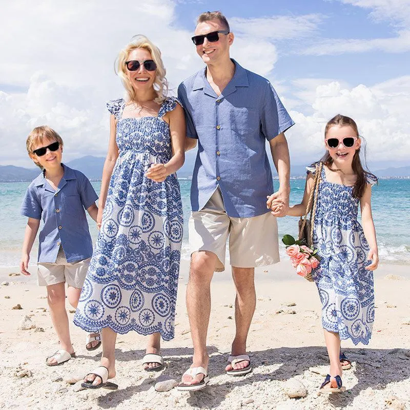 Family Matching Outfits: Summer Boho Chic Dress and Shirt