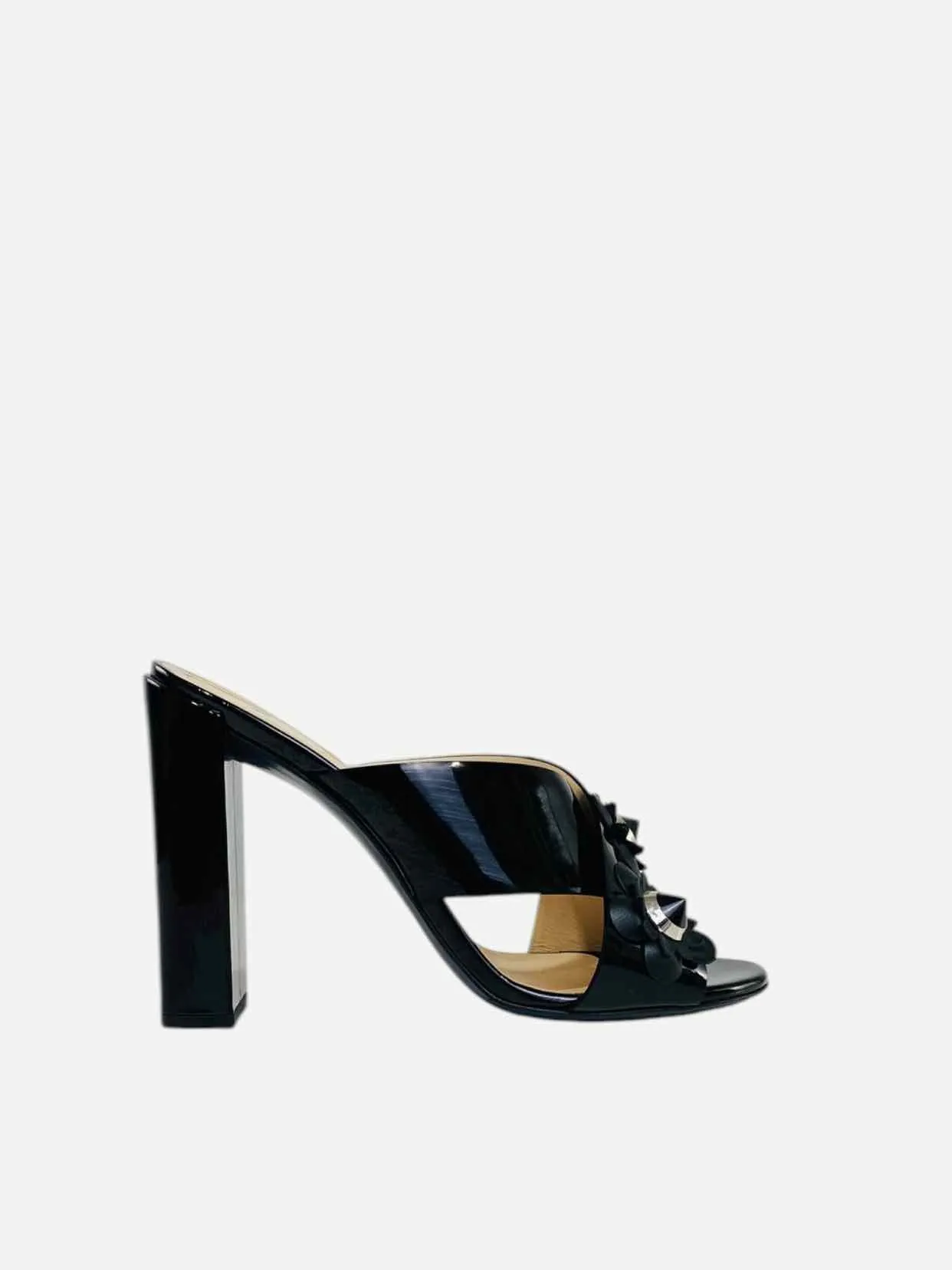 FENDI Flowerland Black Mules 40