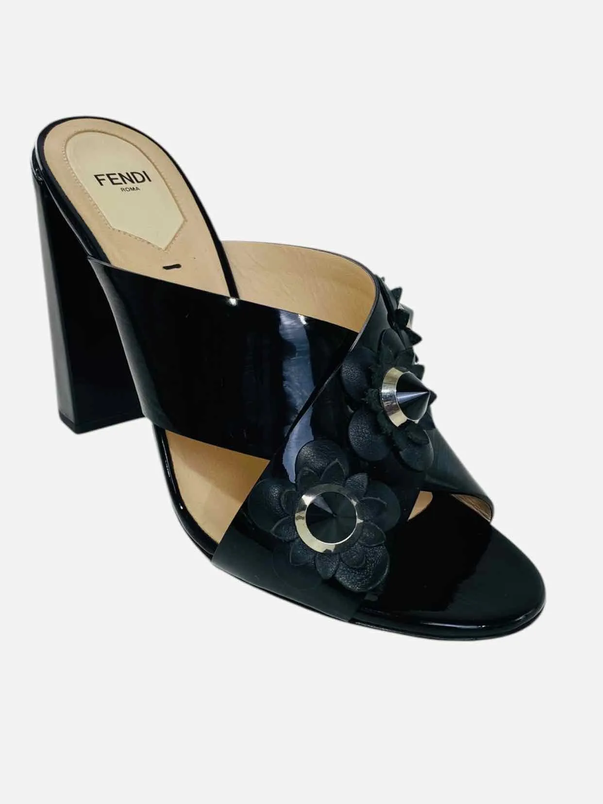 FENDI Flowerland Black Mules 40