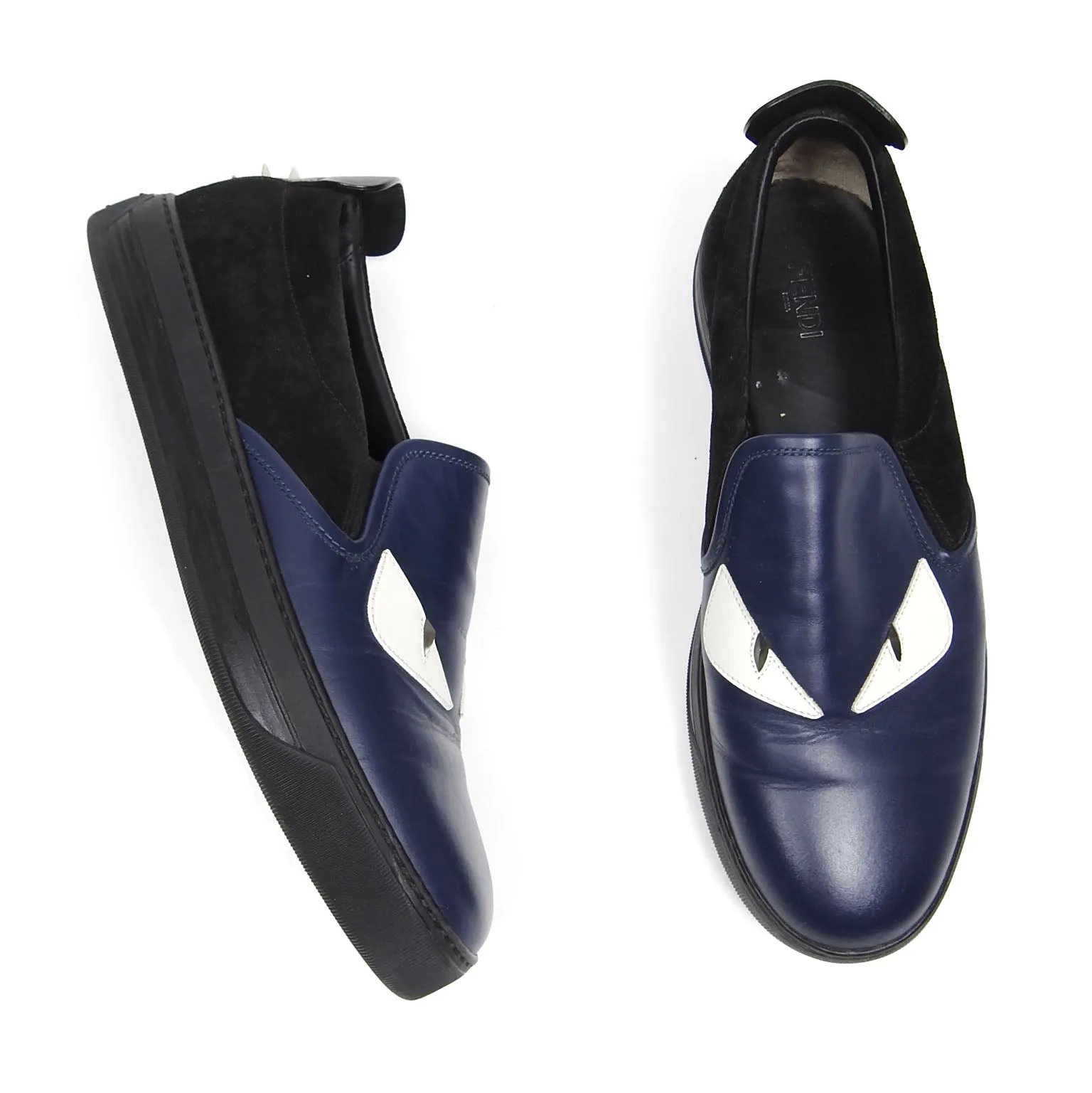 Fendi Navy/Black Monster Slip On Sneaker Size 9