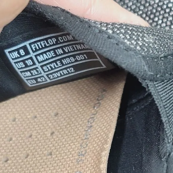 Fit Flop Veda Me3talloc Gray Black Slip On Sneaker Size 10 NEW NWT Style HR9-001