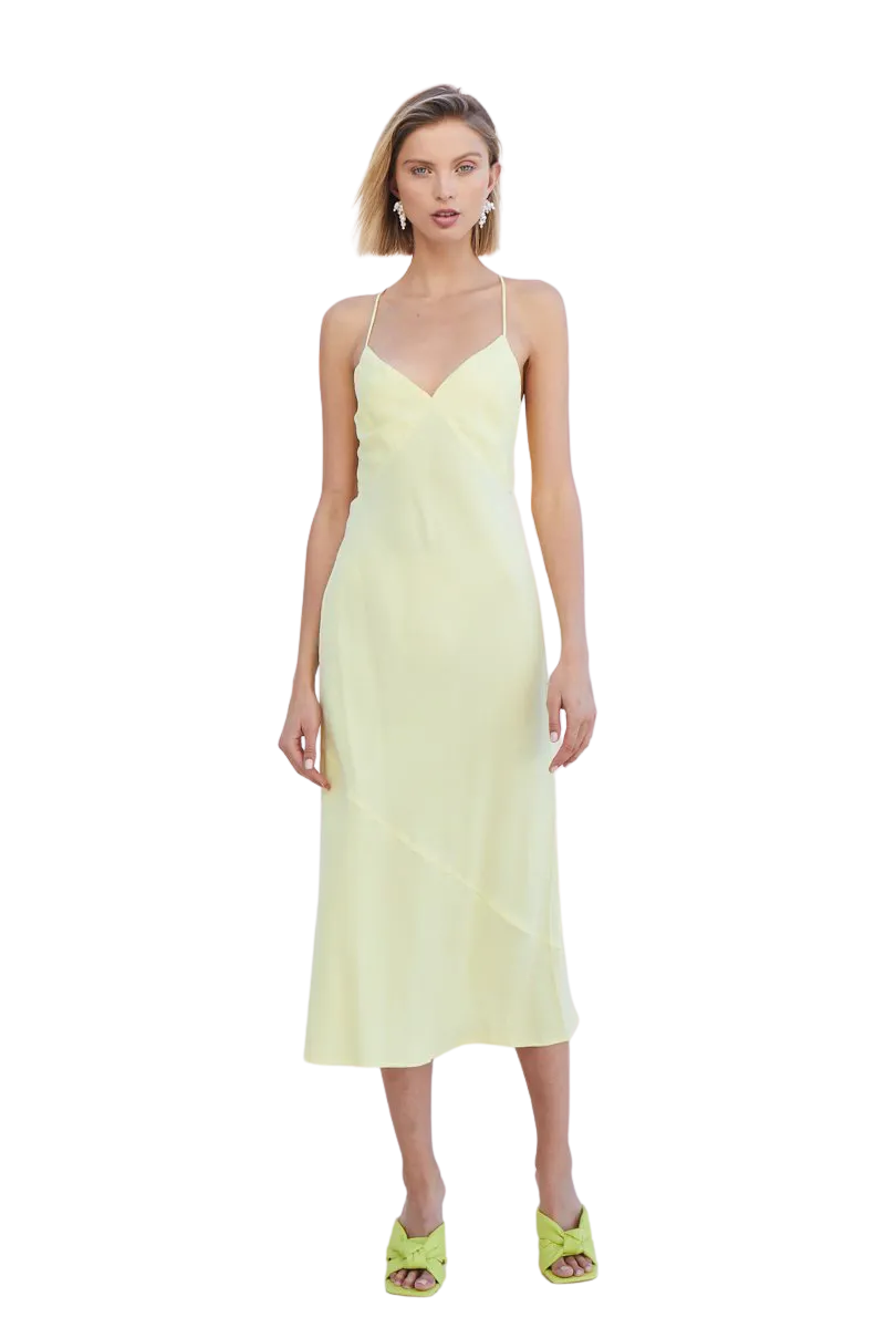 Georgia Tie Back Slip Dress Lemon