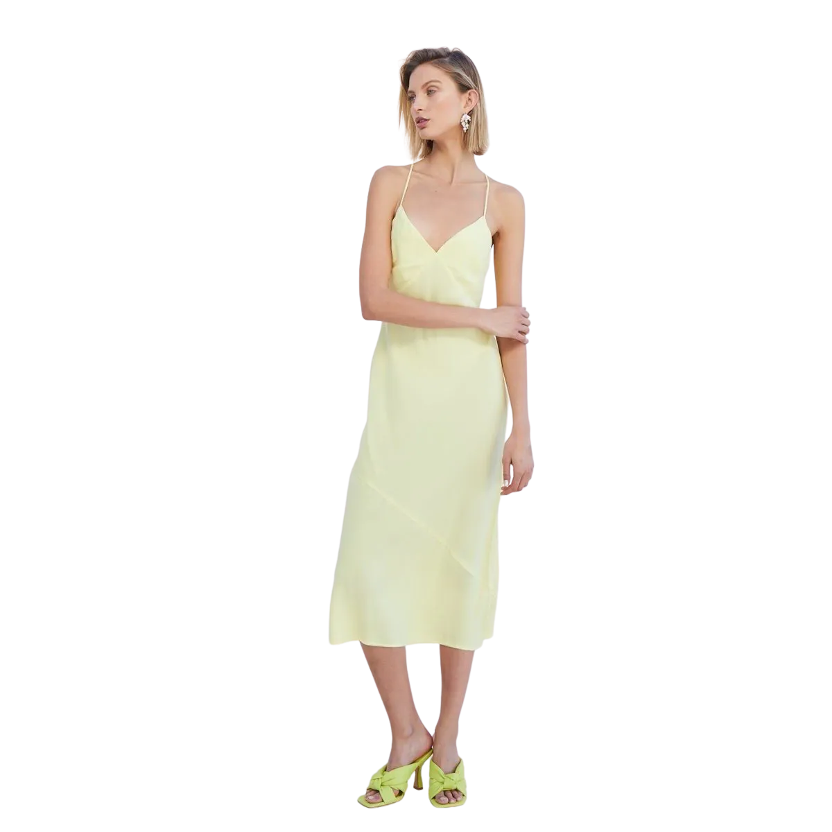 Georgia Tie Back Slip Dress Lemon