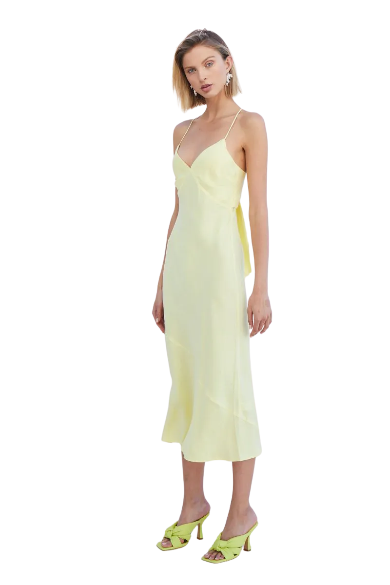 Georgia Tie Back Slip Dress Lemon