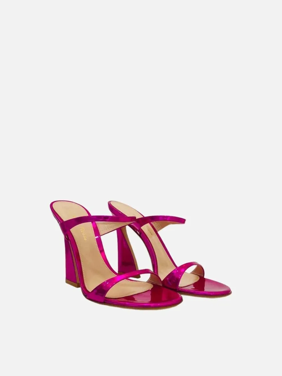 GIANVITO ROSSI Aura Metallic Pink Mules 36