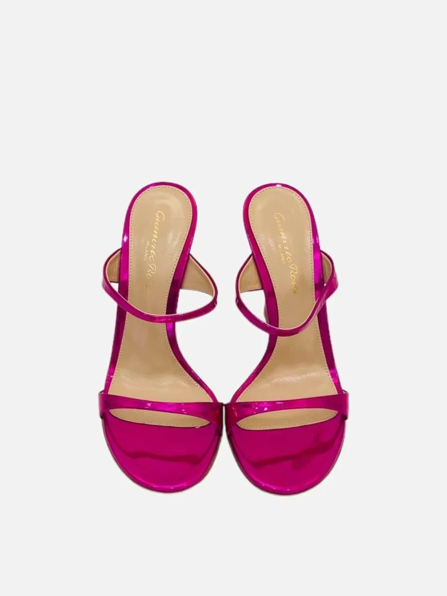 GIANVITO ROSSI Aura Metallic Pink Mules 36