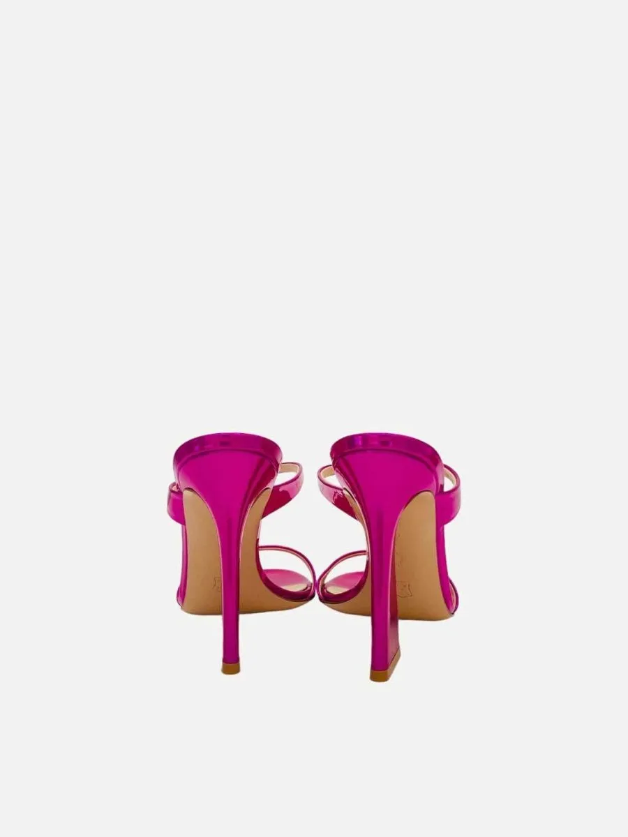 GIANVITO ROSSI Aura Metallic Pink Mules 36