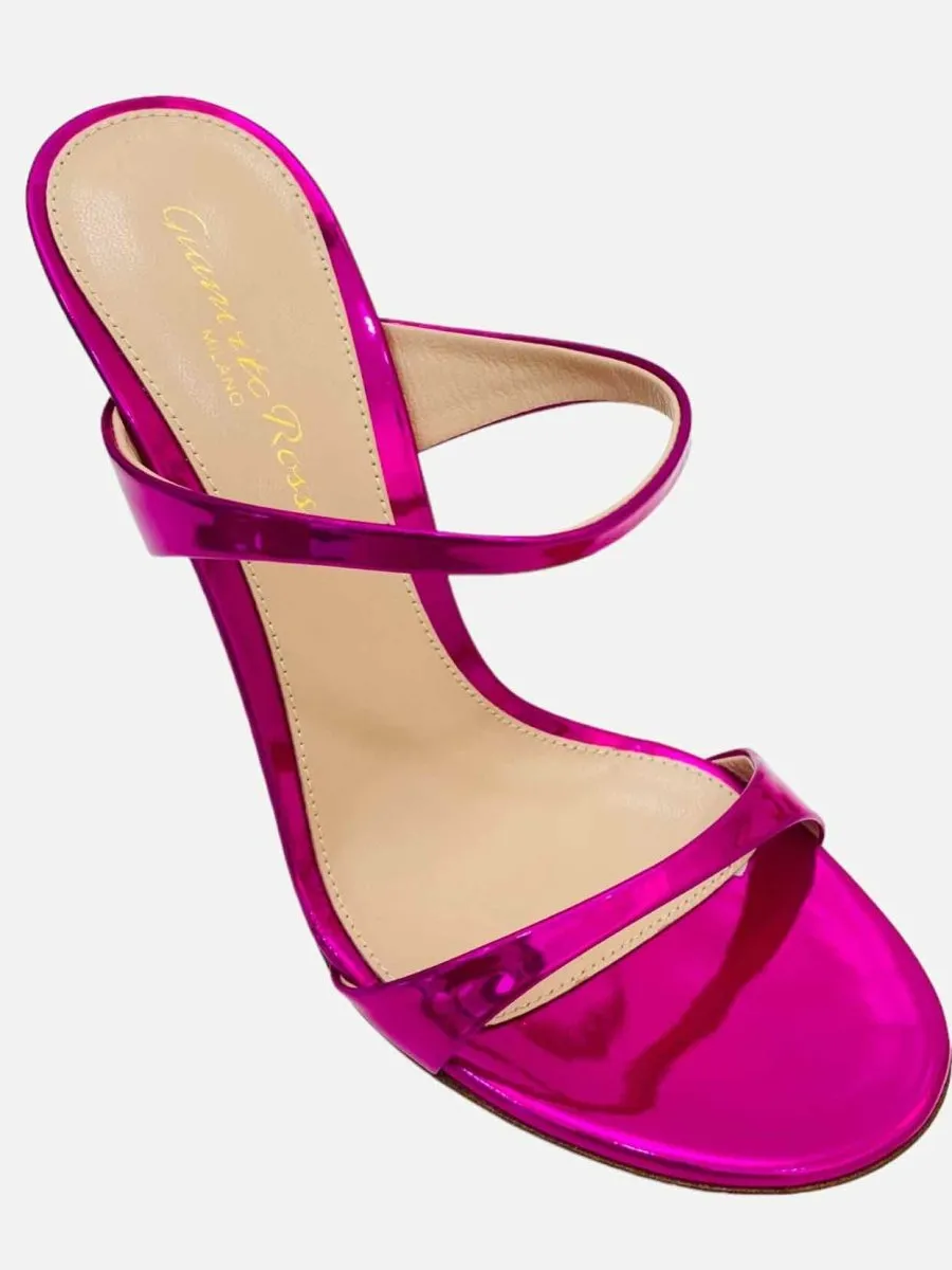 GIANVITO ROSSI Aura Metallic Pink Mules 36