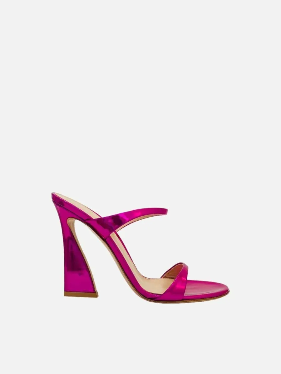 GIANVITO ROSSI Aura Metallic Pink Mules 36
