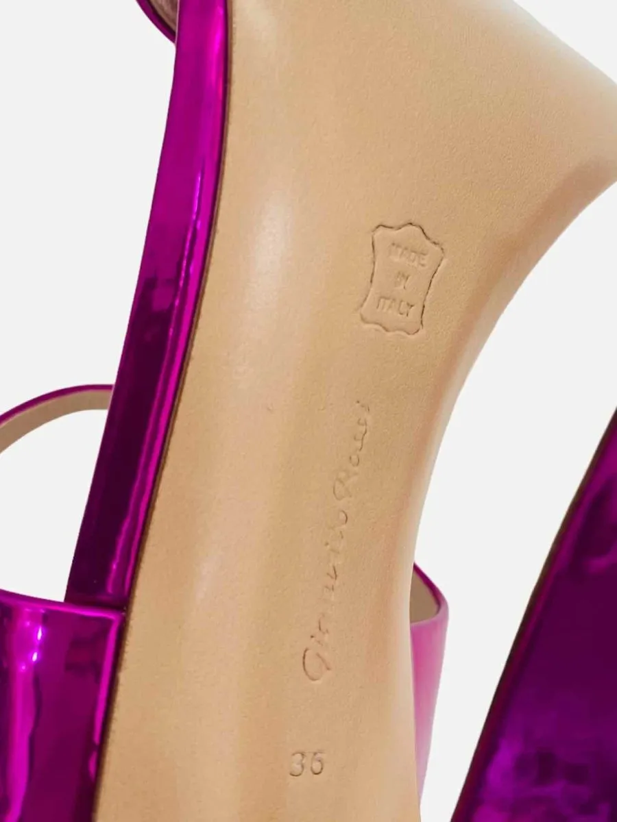 GIANVITO ROSSI Aura Metallic Pink Mules 36