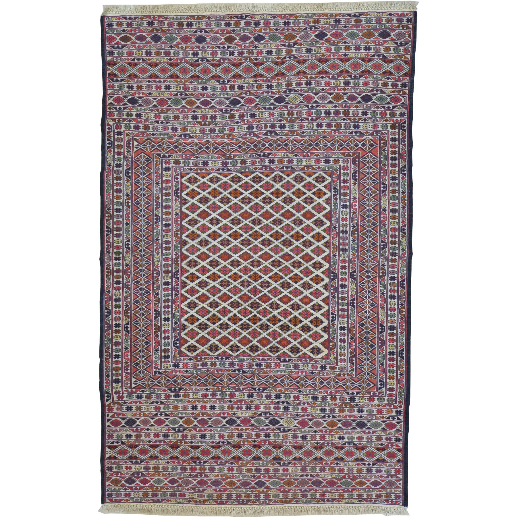 Hand-Woven Fine Afghan Tribal Sumak 100% Wool Oriental Rug (Size 4.1 X 6.6) Cwral-10230