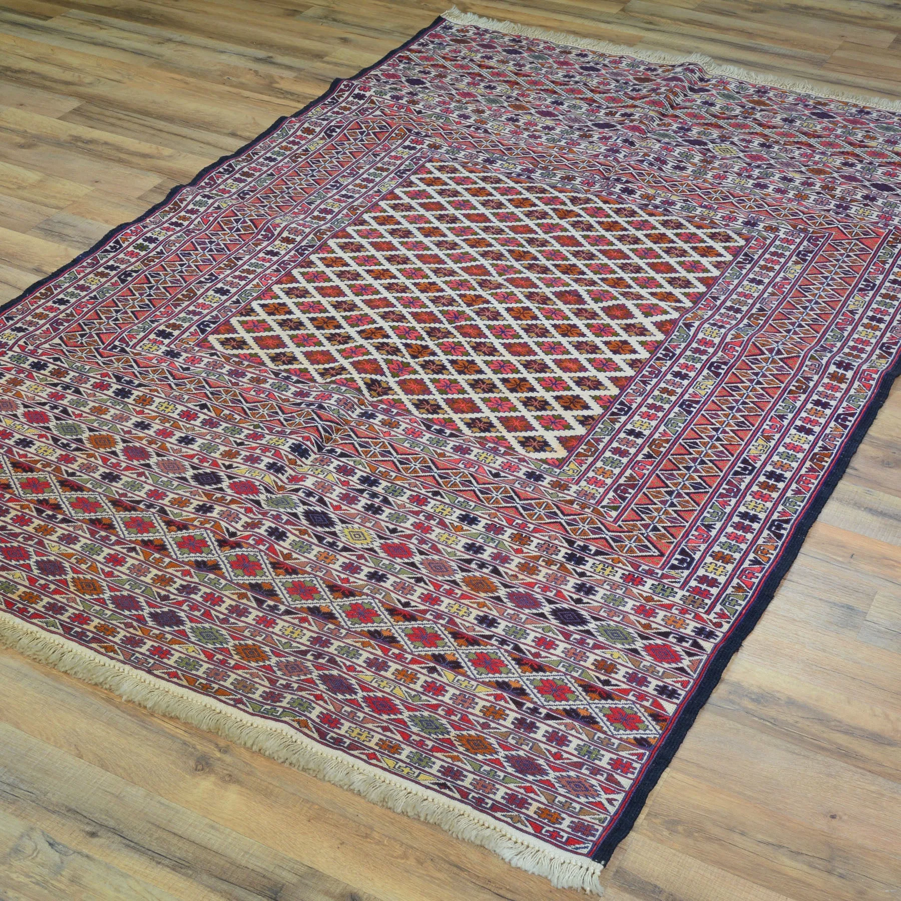 Hand-Woven Fine Afghan Tribal Sumak 100% Wool Oriental Rug (Size 4.1 X 6.6) Cwral-10230