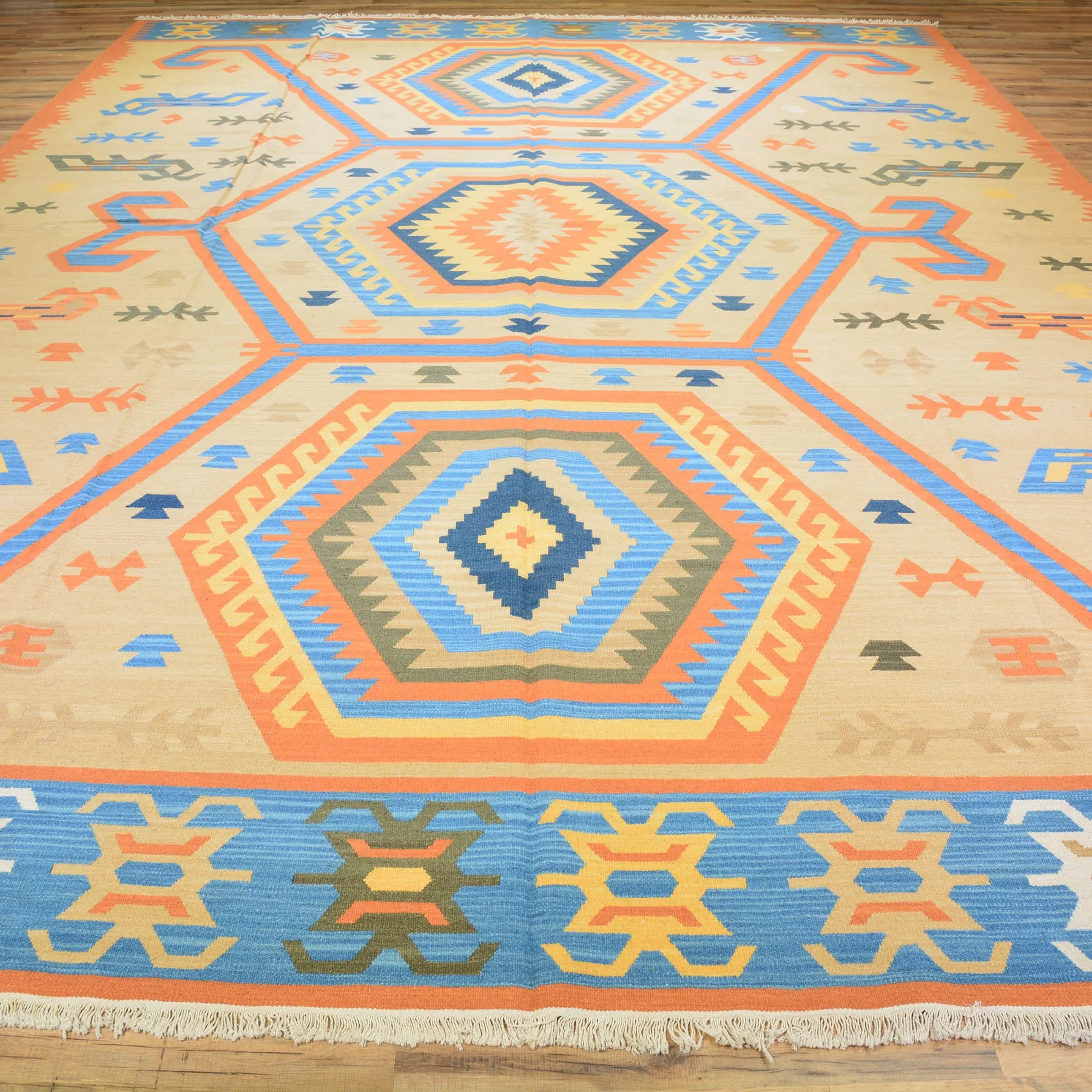Hand Woven Fine Kilim Reversible Wool Handmade Rug (Size 10.4 X 14.1) Cwral-588