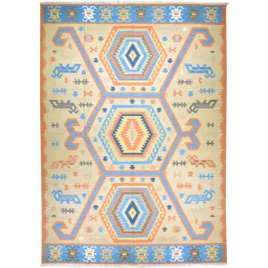 Hand Woven Fine Kilim Reversible Wool Handmade Rug (Size 10.4 X 14.1) Cwral-588